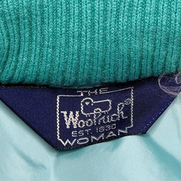 Vtg 80s Woolrich Woman Windbreaker Jacket M Surf Green Packable Lightweight Hood - Picture 3 of 8